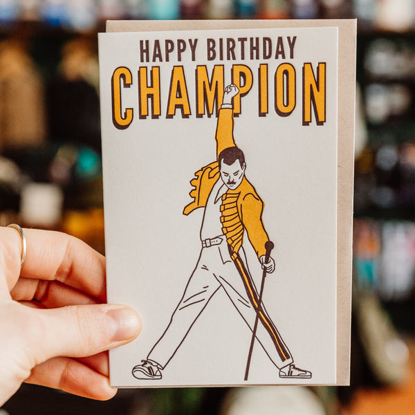 Freddy Mercury Champion Birthday Card