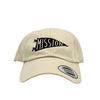 Beige cap with 'Mission' logo on a white background